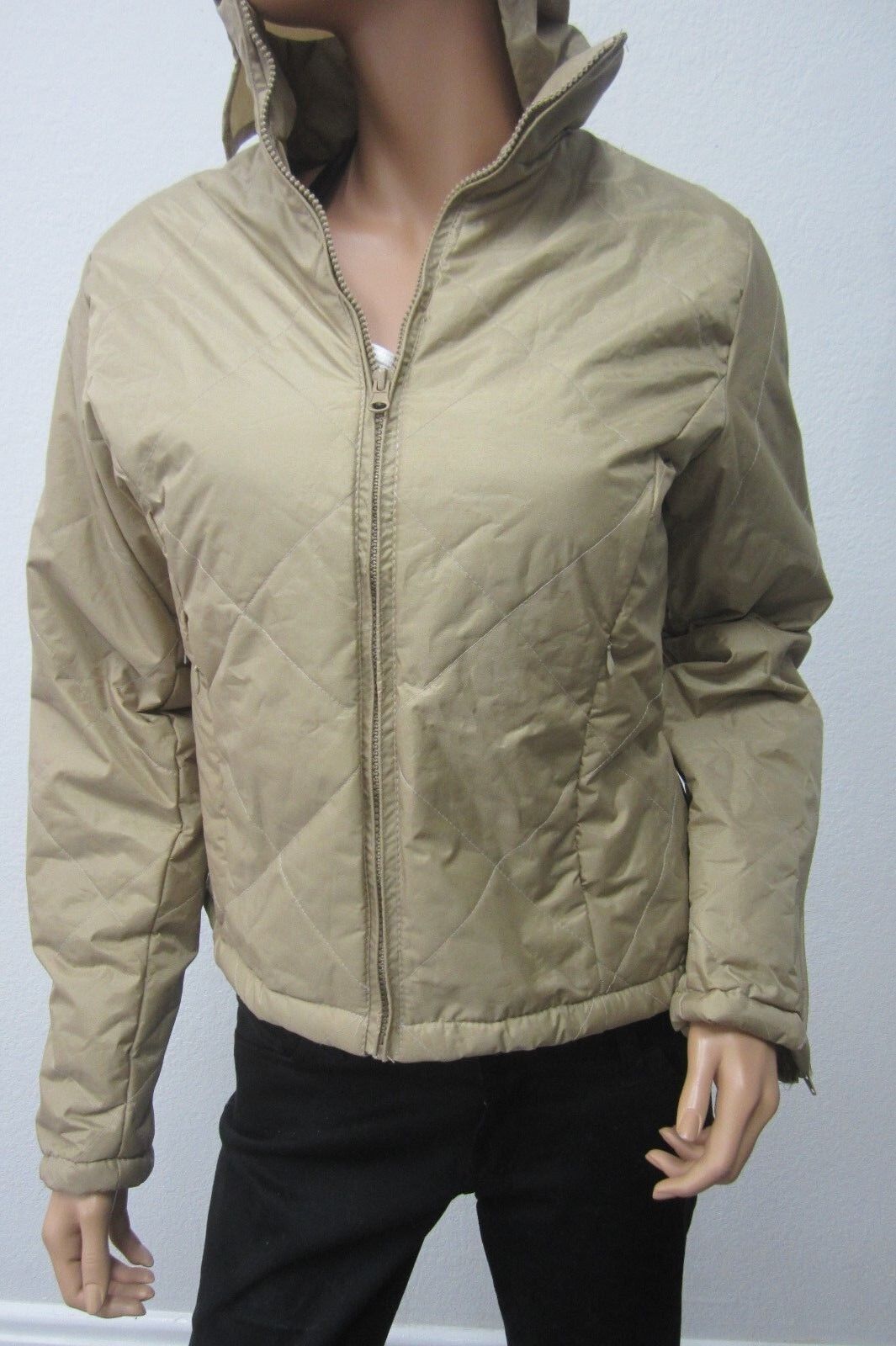 Sixty Six  Puffer Tan Jacket with Flanel Lining Front Zip Sleeve Zip Size M