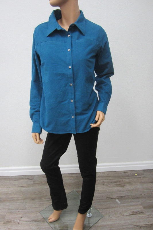 *MINT*Cabelas Women's Thick Warm Blue Flanel Regular Long Sleeve Shirt Sz Med