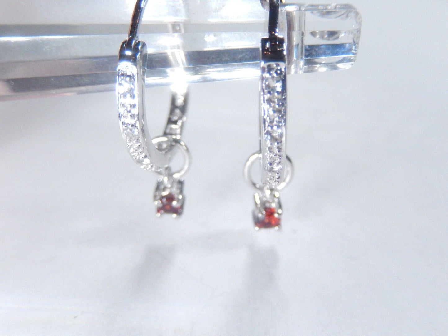 Sterling Silver Genuine Diamond Hoop Dangle Earrings