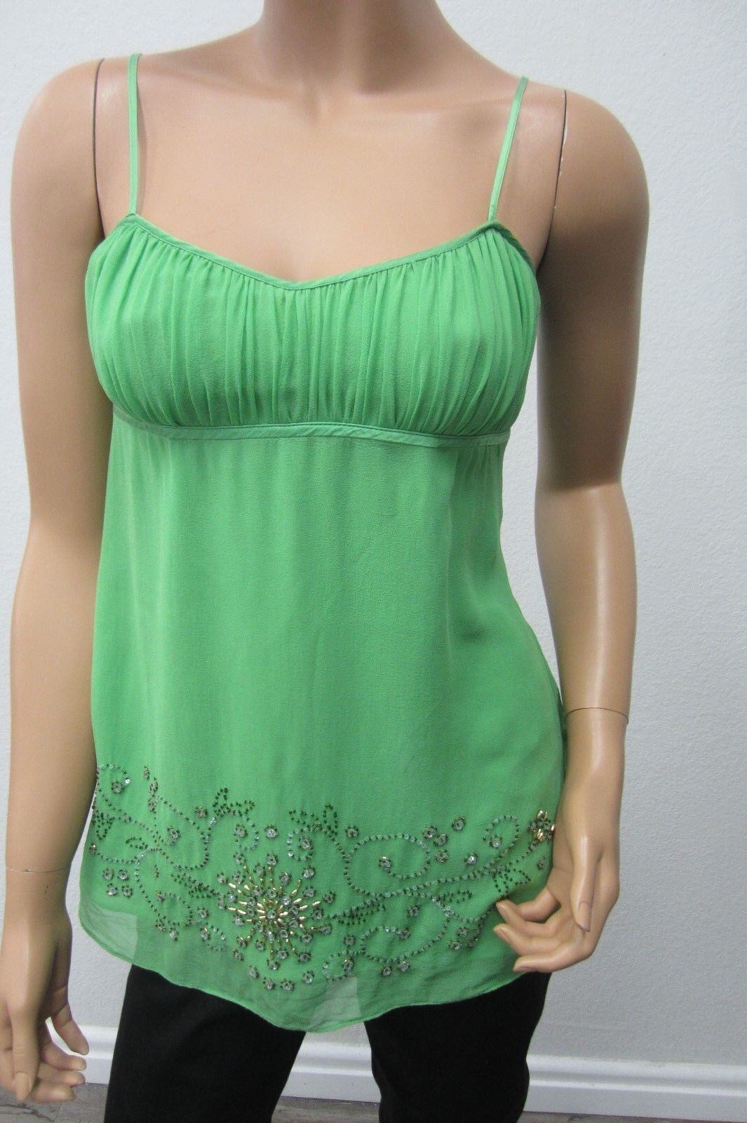 *NWT* $128  SILK TO THE MAX by BCBG MAX AZRIA Womens Beaded Sheer Top  Size 8