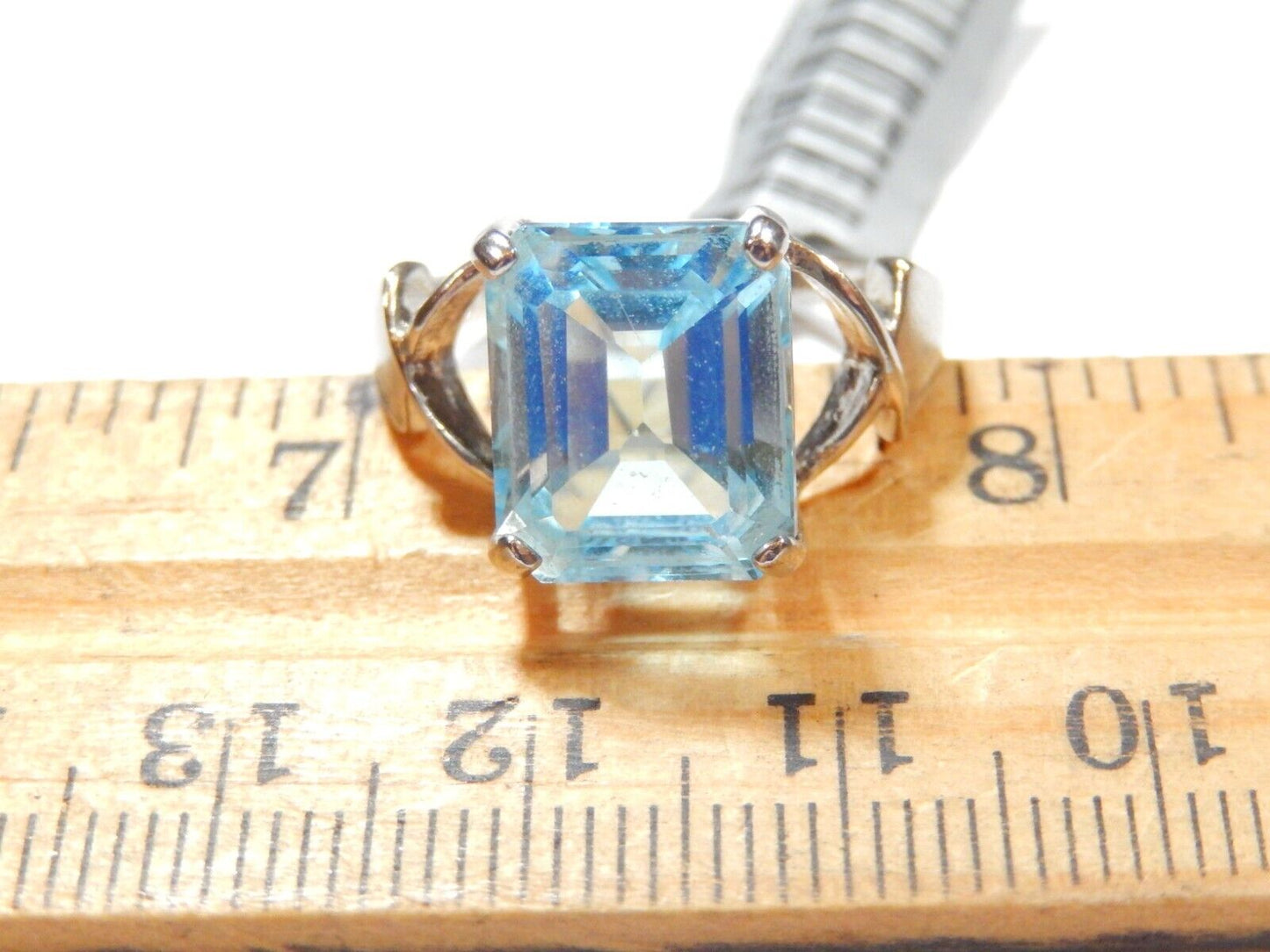 *VINTAGE*   5.00CT Swiss Blue Topaz 925  Sterling Silver Band Solitaire Ring 7