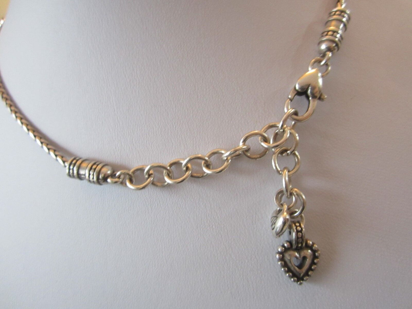 RETIRED Brighton 16"-18" Silver Detailed Heart Design Necklace