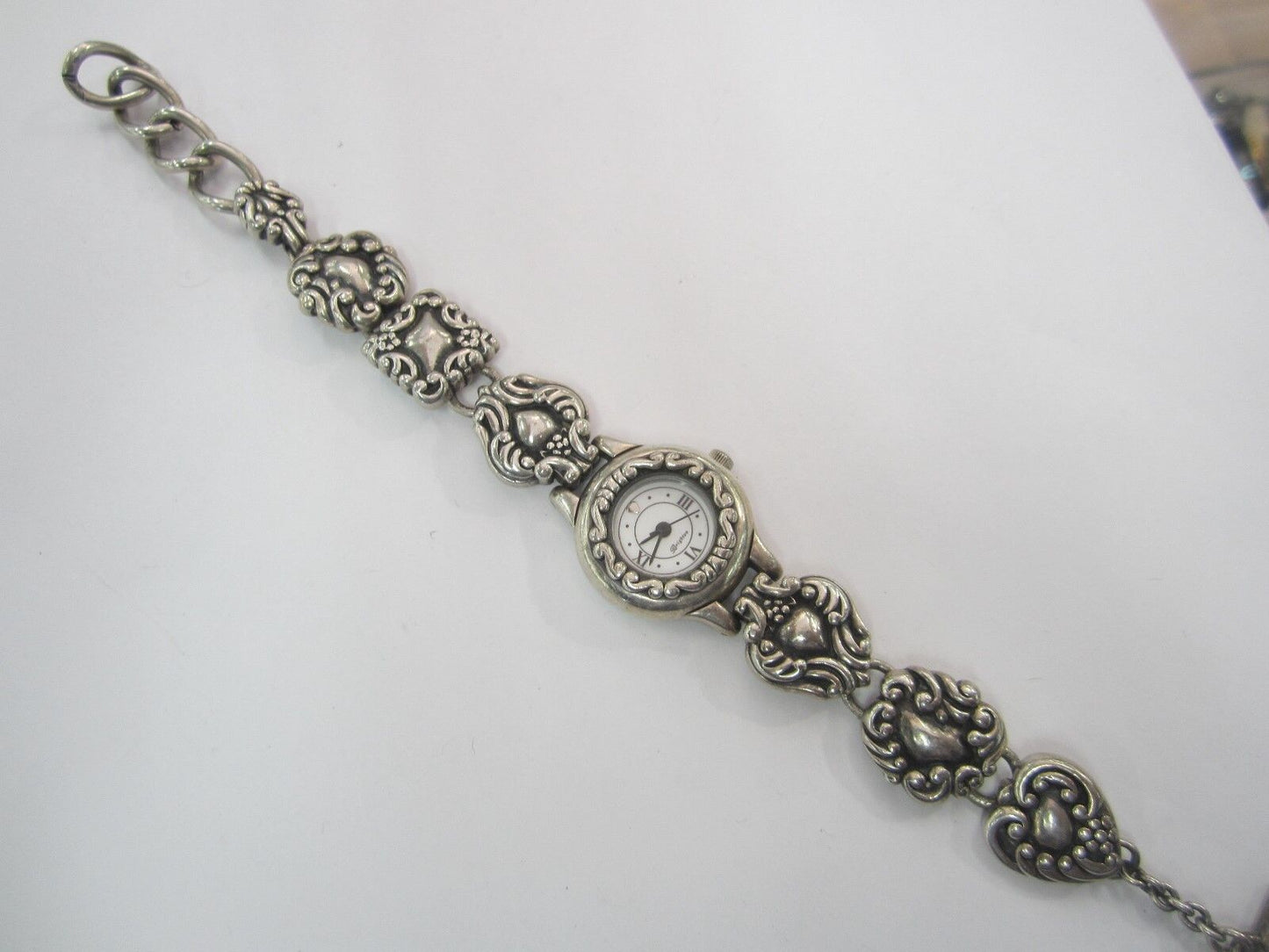 RETIRED Brighton Women's Florence Watch White Analog Dial Silver Tone Hearts