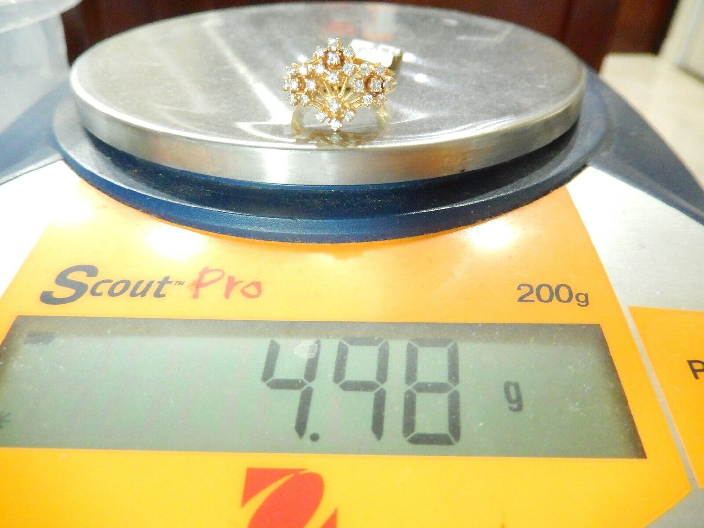 UNIQUE 14k YELLOW GOLD 3/4ct NATURAL ROUND DIAMOND BOUQUET FLOWER RING SZ 6.5