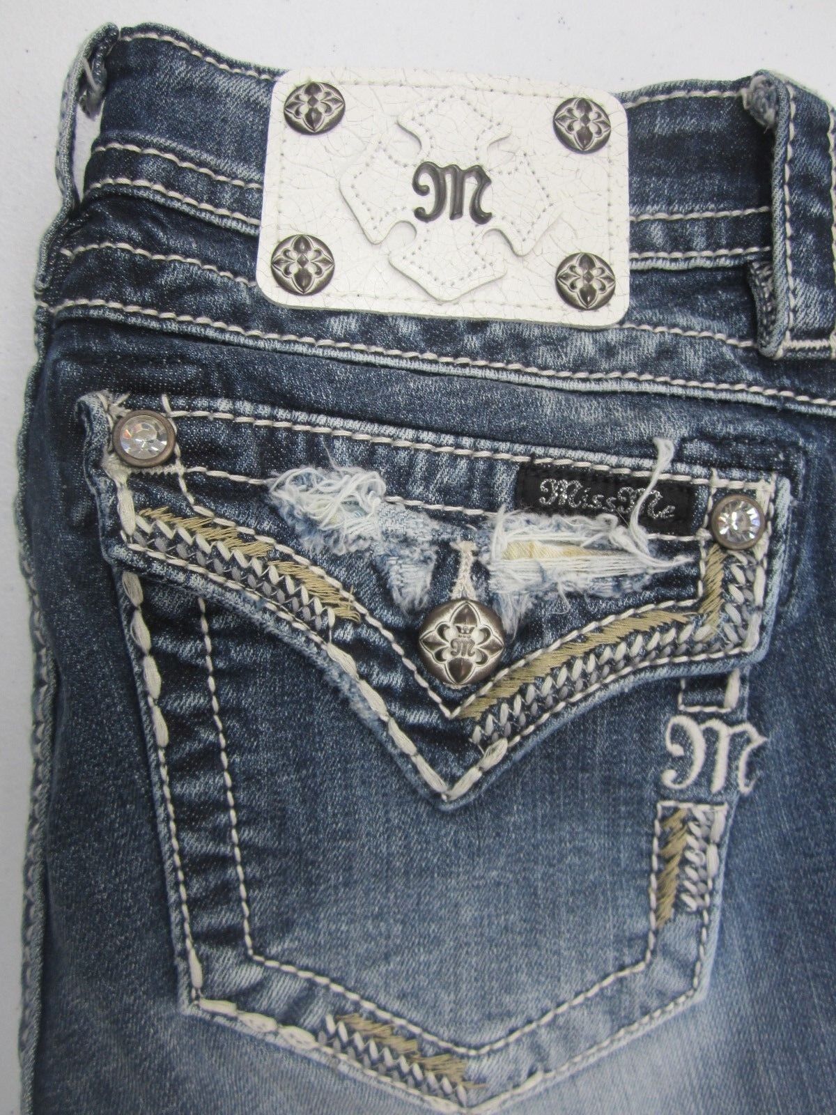 NWT  MISS ME EMBELLISHED Standard Cropped Jeans ME8518C3 sz 26 X 23