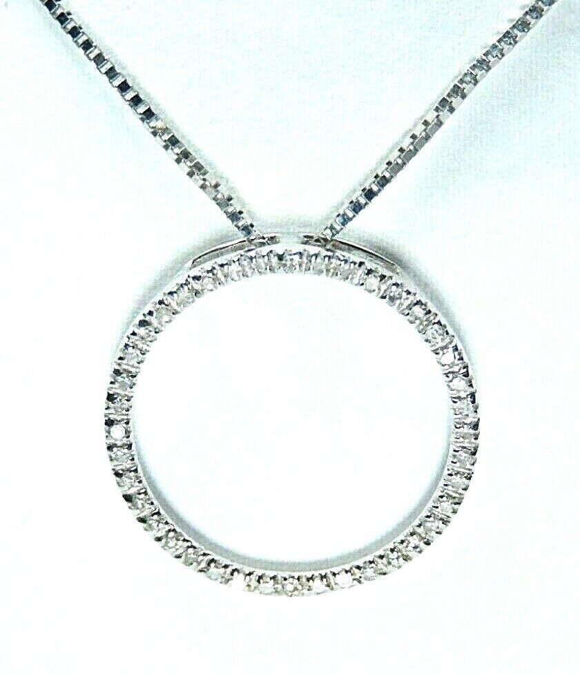 *NWT*  10K White Gold Circle of Life 1/5CT Diamond Pendant w/18" 10K WG Chain