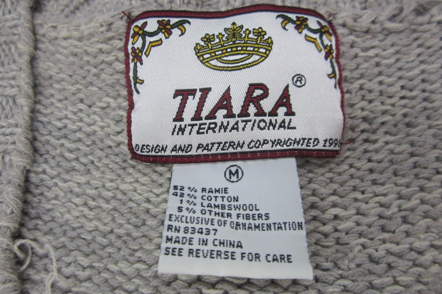 Tiara International Santa Christmas Sweater  Button Front Long Sleeve Size Med
