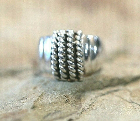 *VINTAGE*  925 Sterling Silver Rope Dome Design Ring Size 8.5