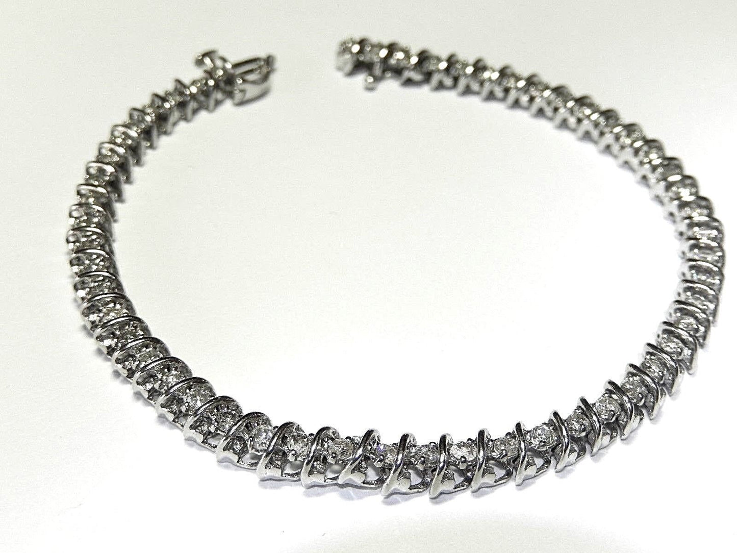 3ct. Natural Diamond Tennis Bracelet 14k White Gold Ladies Handmade 7.75"