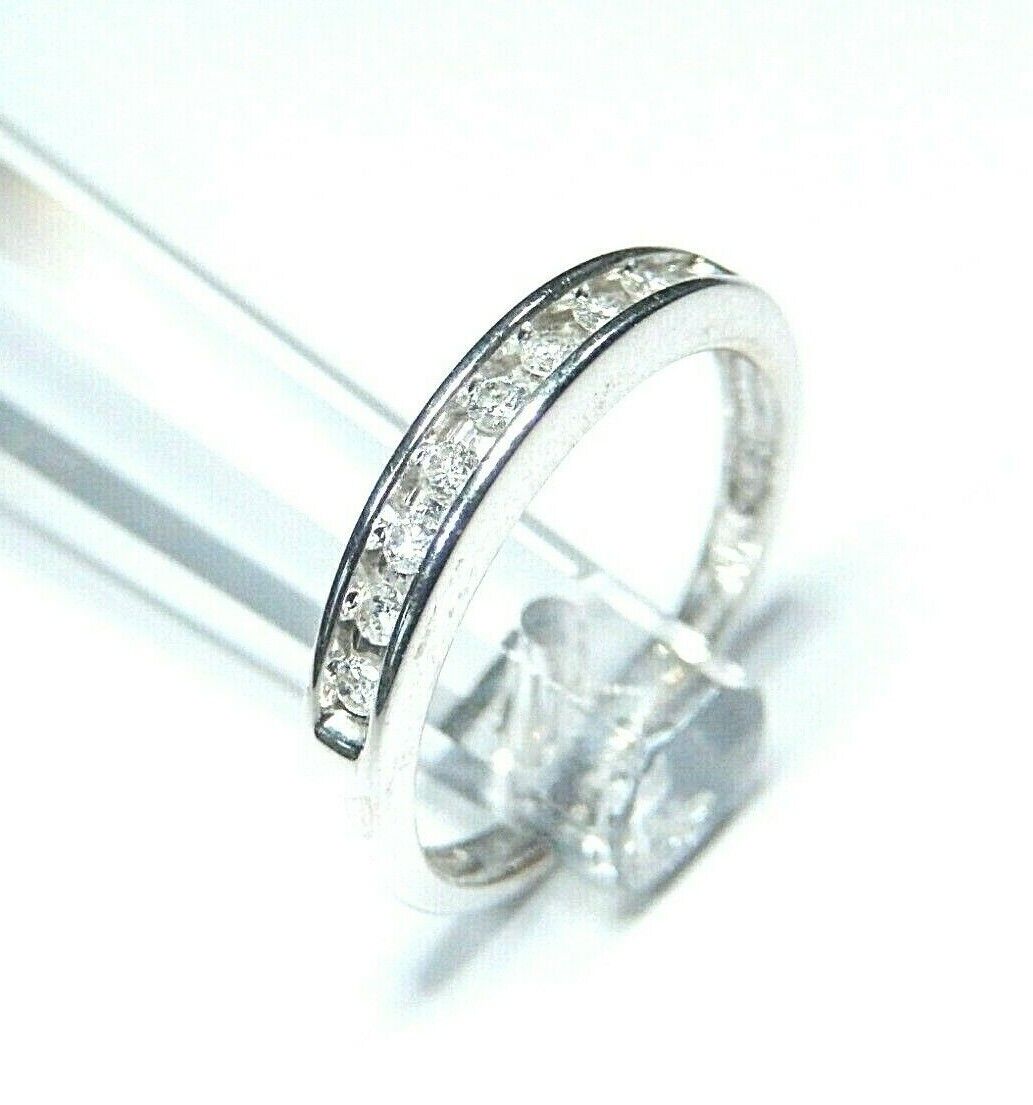 14K White Gold  .25ct Natural VS Diamond Wedding Band Ring Size 7.25