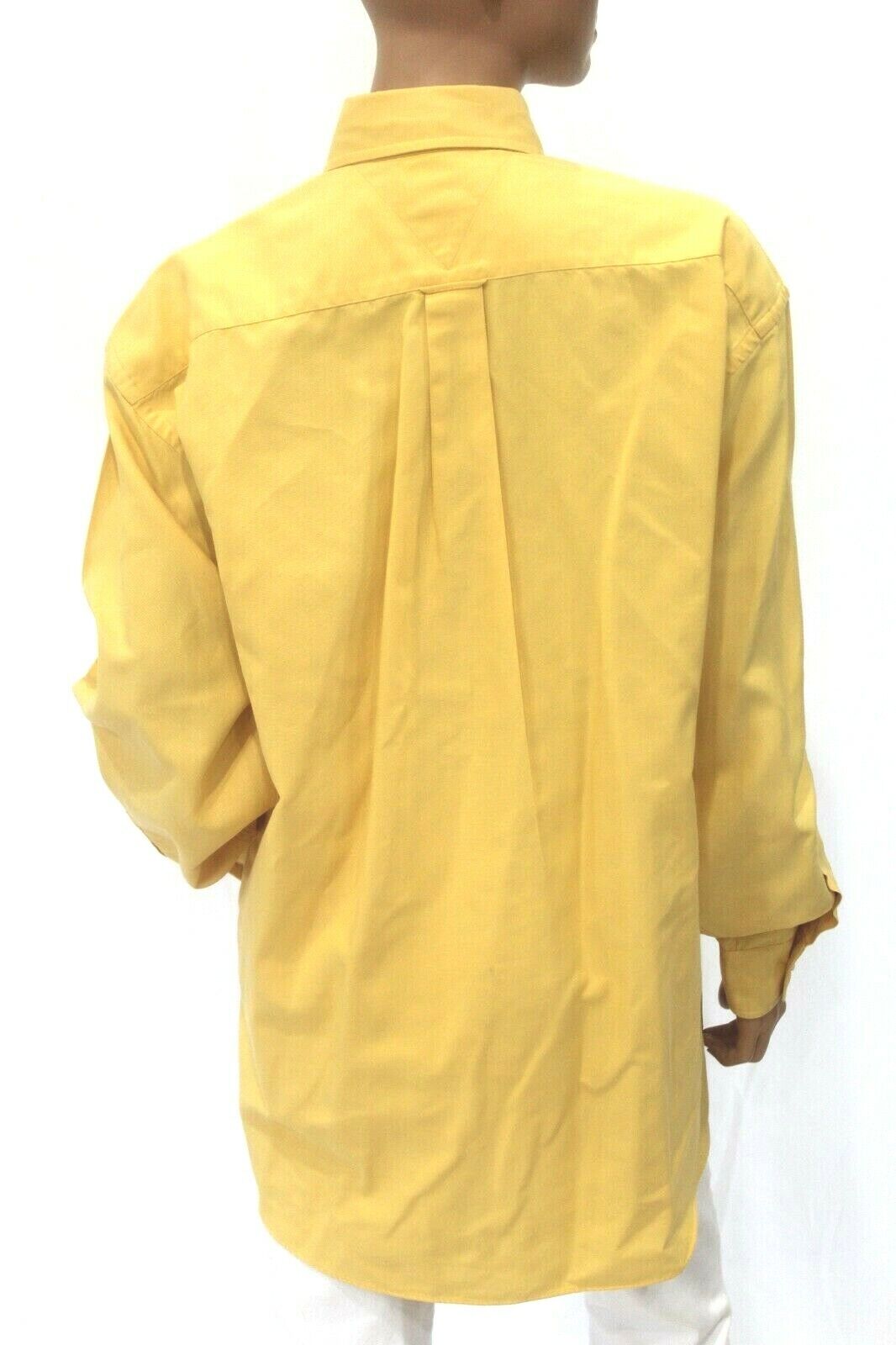 Tommy Hilfiger Men's Logo Yellow Long Sleeve Button Down Shirt 15 1/2   32-33