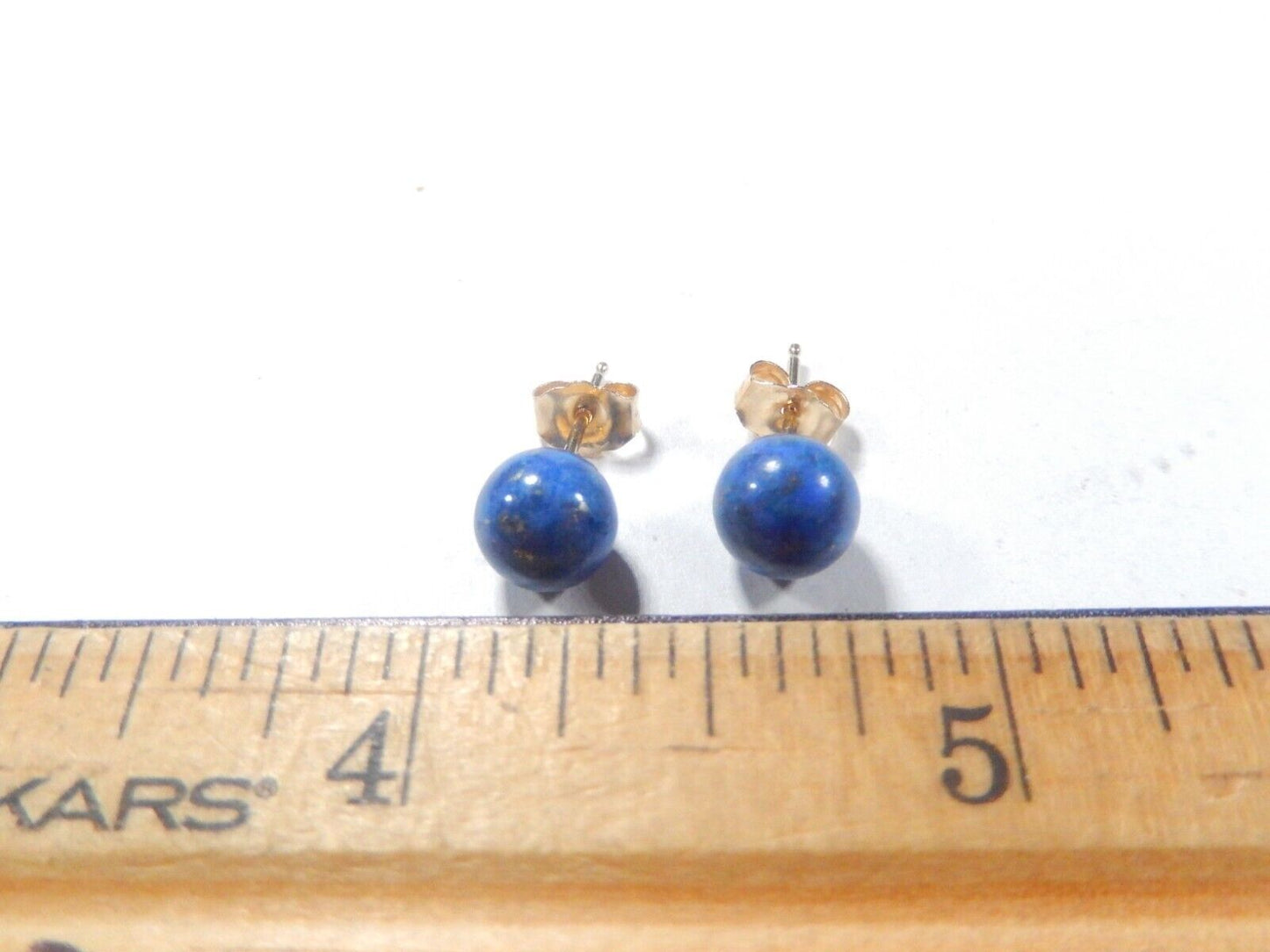 14K Yellow Gold Gem Quality Lapis 7mm Ball Ear Stud