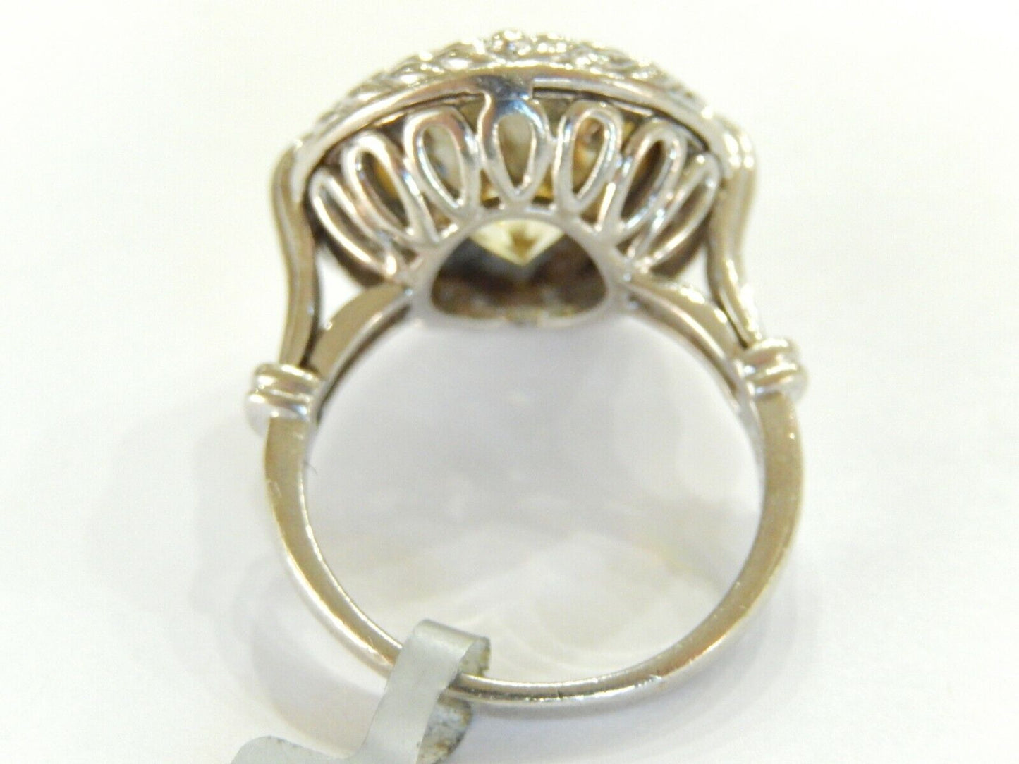 *VINTAGE* LARGE  Sterling Silver 925 Size 8.5 Yellow Clear CZ Ring