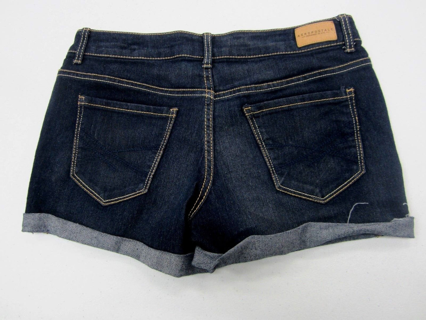 NWT Women’s Aeropostale Midi Denim Shorts Dark Wash Cuffed Size 4