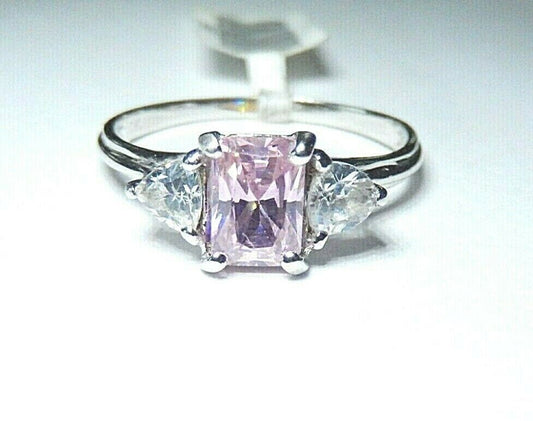 *NWT* 10K WHITE GOLD 1.50CT  PINK SAPPHIRE & DIAMOND RING SIZE 9.5