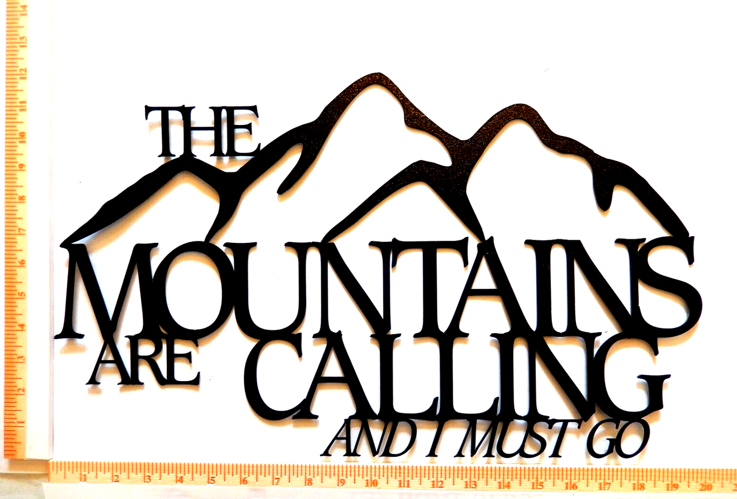 ~NEW~ LARGE "The Mountains are Calling and I Must Go"  Metal Wall Art 19" x 12"