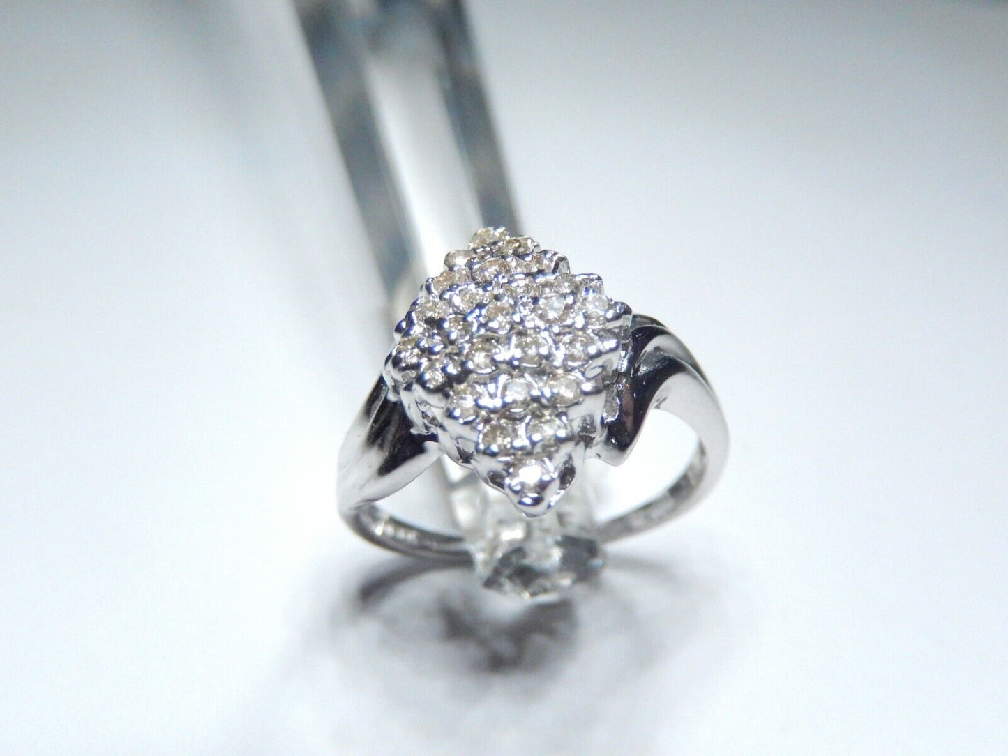 *NEW*  10K White Gold .25CT Natural VS Diamond  Wedding or Cocktail Ring Sz 6.5