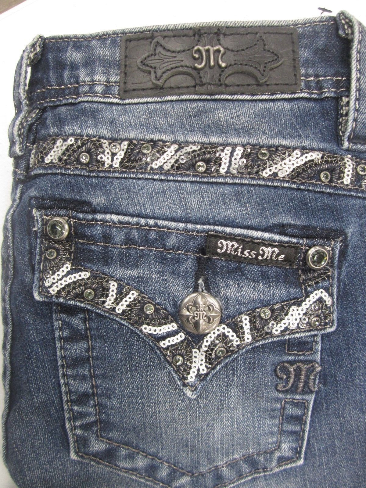NWOT Miss Me Juniors  Girls Jeans JK761GB3 Boot Med Blue CUTE Bling 14 x 30