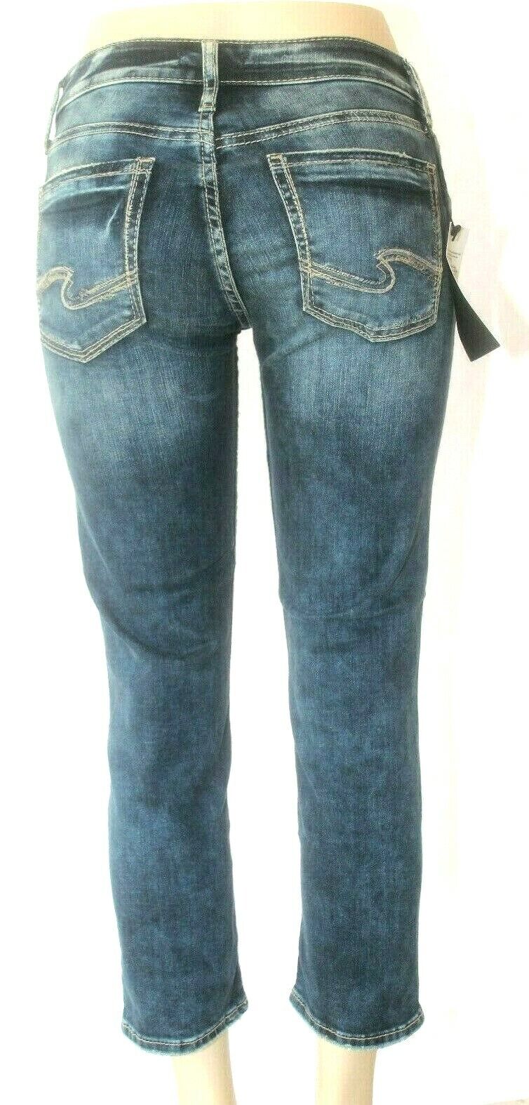 *NWT* $74. SILVER JEANS SUKI CAPRI INDIGO LADIES JEANS SIZE W27 x L22.5