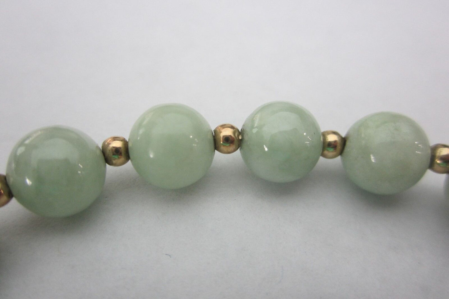 *MINT*LOVELY ANTIQUE CHINESE 14K YELLOW GOLD & GREEN JADEITE JADE BEADS BRACELET