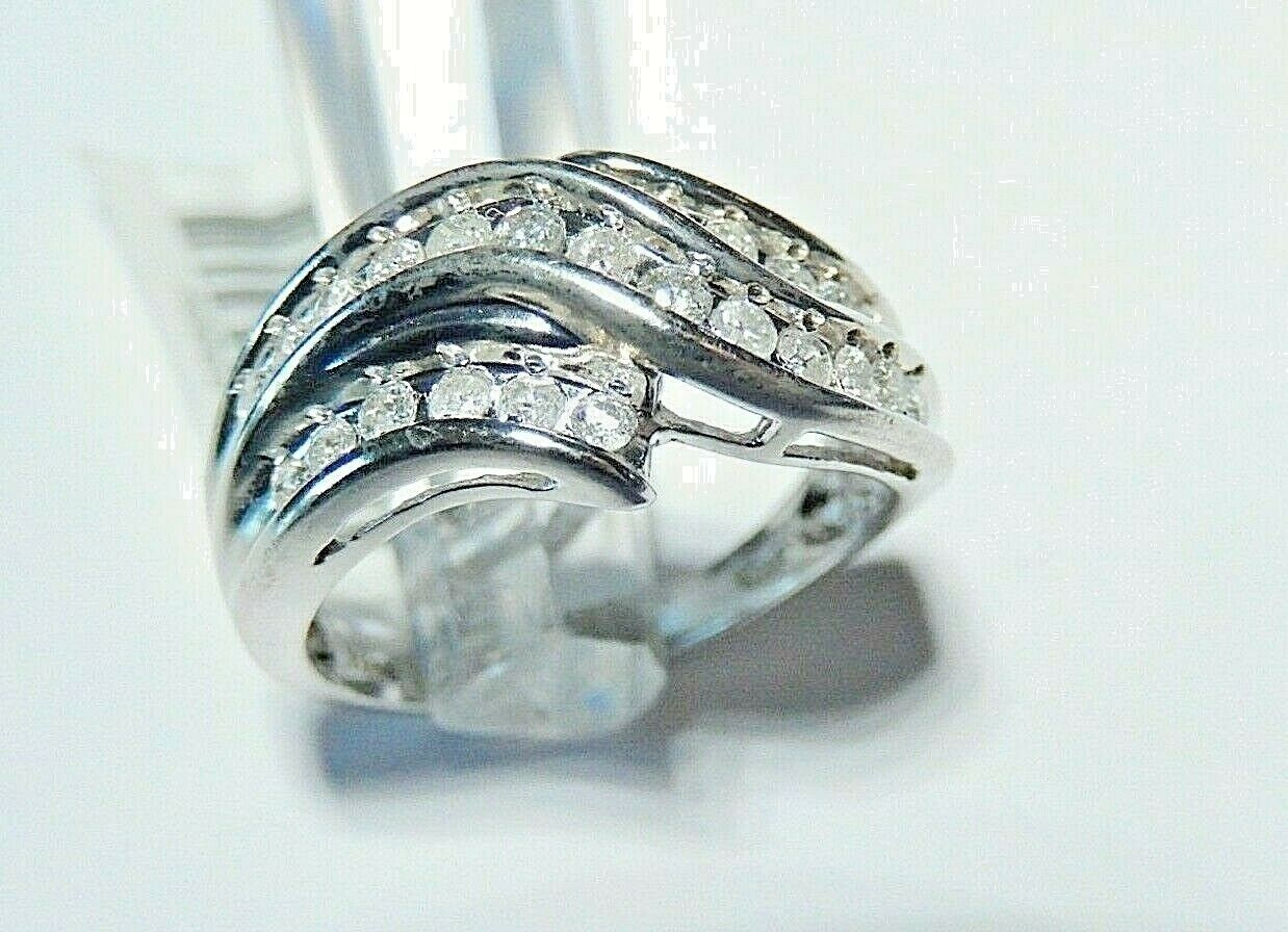 *NWT* 14k White Gold Ladies .50 CT TW Natural VS Diamond Bypass Ring Size 7.25