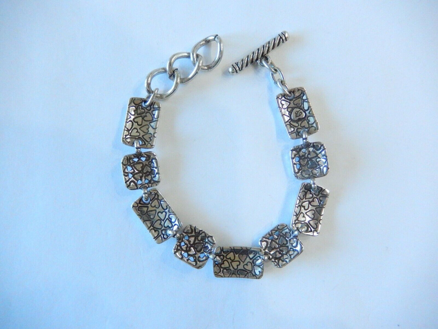 *RETIRED* BRIGHTON Silver Plated Square Rectangle 9 Link Toggle Bracelet