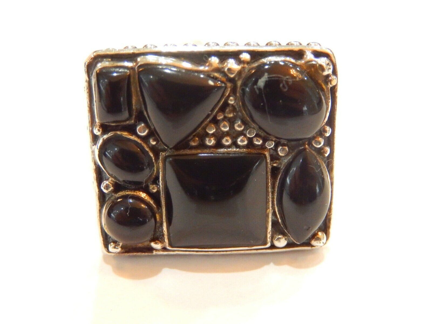 *VINTAGE*  Native American  Large Black Onyx Statement Ring Size 7.25 - 21gms