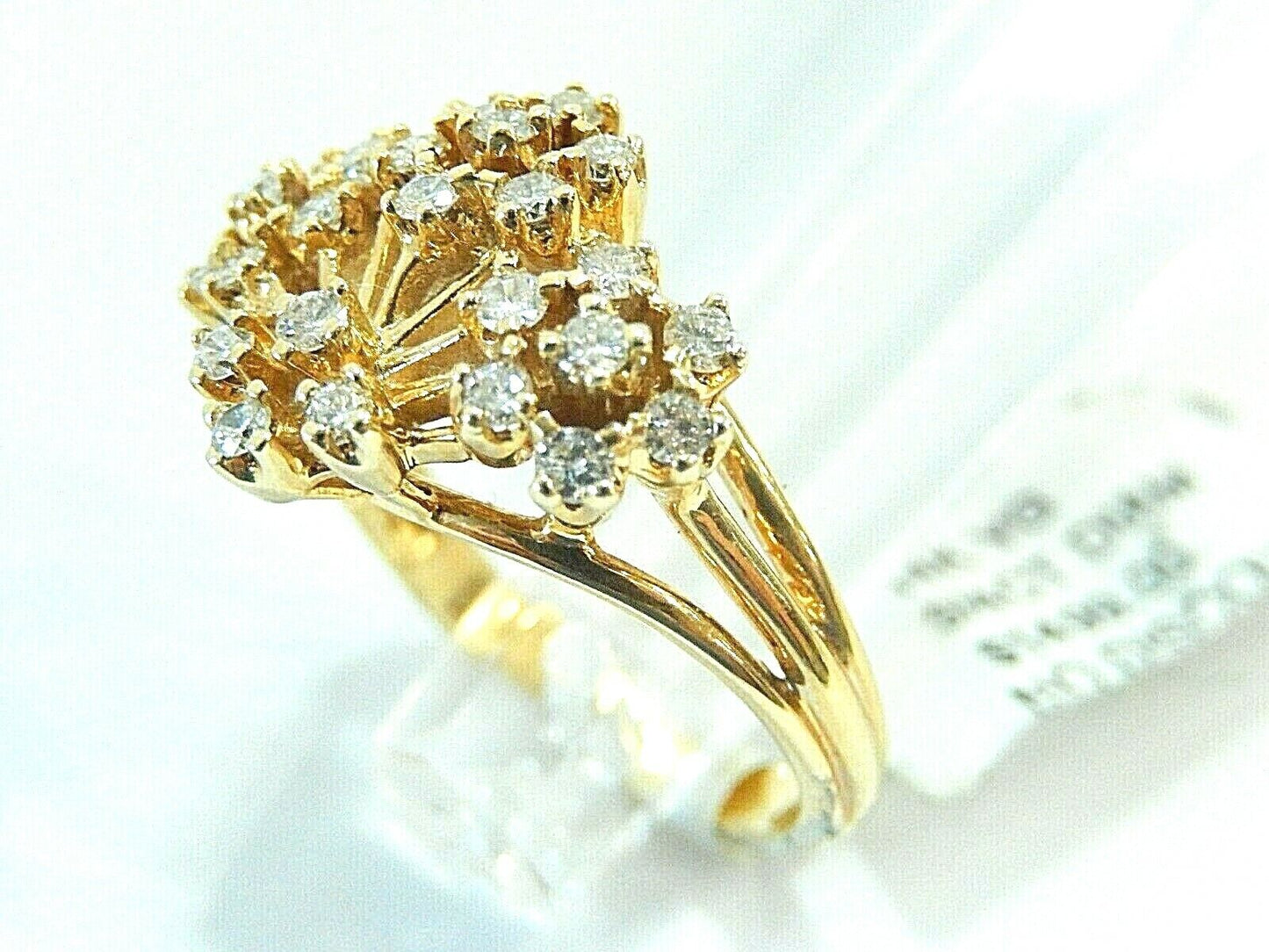 UNIQUE 14k YELLOW GOLD 3/4ct NATURAL ROUND DIAMOND BOUQUET FLOWER RING SZ 6.5