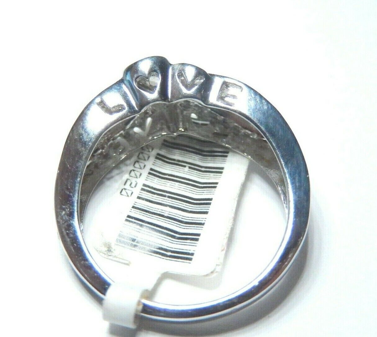 10K WHITE GOLD "LOVE"  CUTOUT .33CT DIAMOND LADIES RING Size 7.25