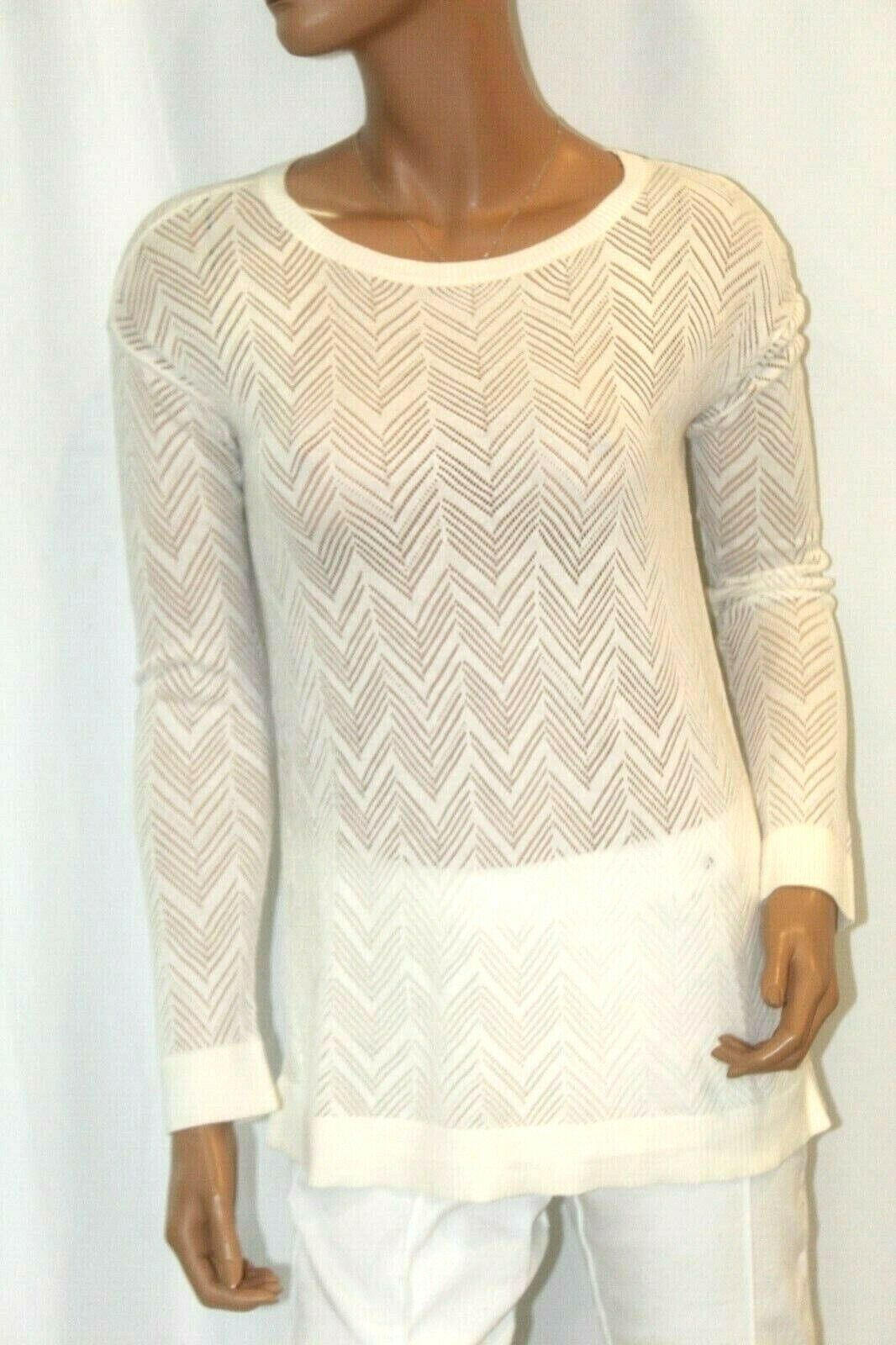 *NWT* LOFT Ann Taylor Womens Cream Long Sleeve Pullover See Thru Knit Top Sz S