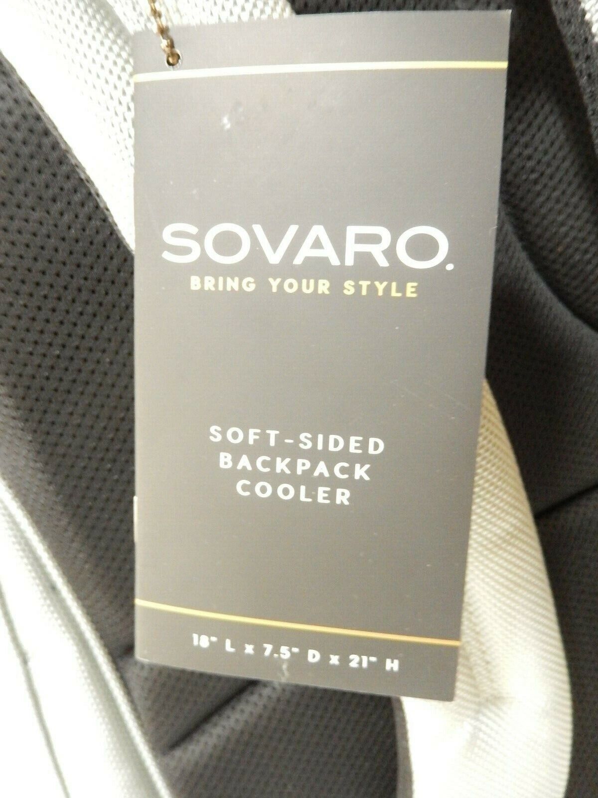 *NWT* Sovaro Luxury Soft Sided Back Pack Cooler 21" Grey/Black 6 Layer Construct
