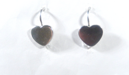 *VINTAGE*  Mexico 925 Sterling Silver Handmade  Heart Drop French Wire Earrings