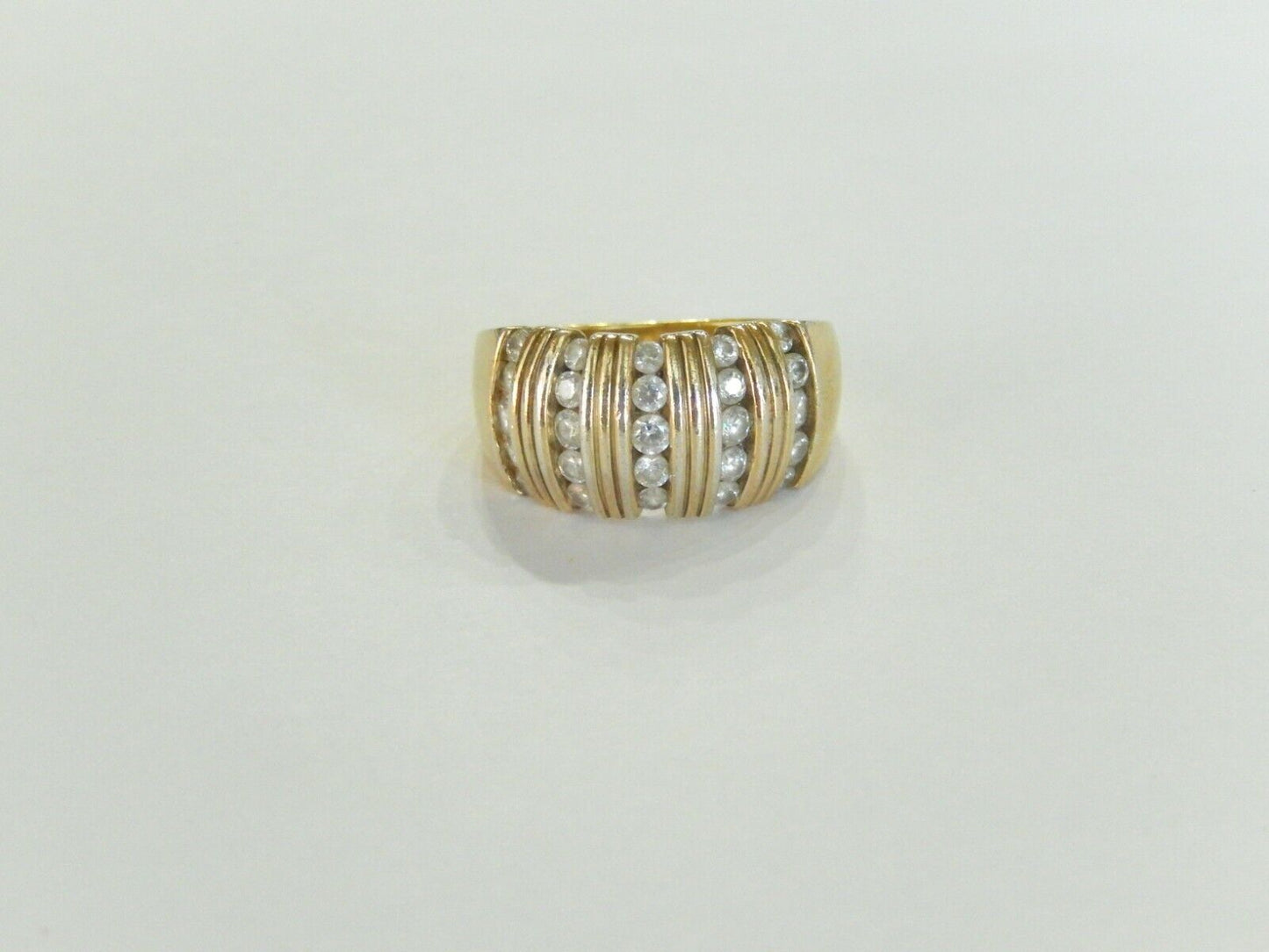 *VINTAGE* 14K Gold Vermeil Sterling CZ Cubic Zirconia Dome Ring Size 9.25