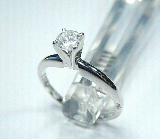 *NWT*  14K White Gold 1/4 CT Diamond Solitaire Engagement Wedding  Ring Sz 5.25