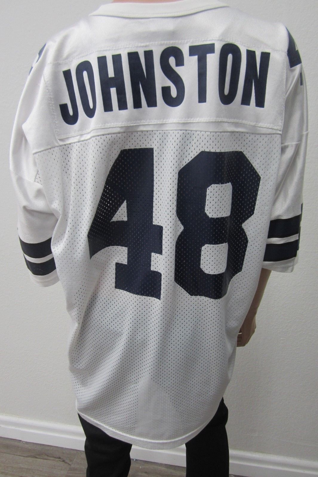 VTG Champion Daryl "The Moose" Johnston Dallas Cowboys White Jersey #48 Sz XL 52