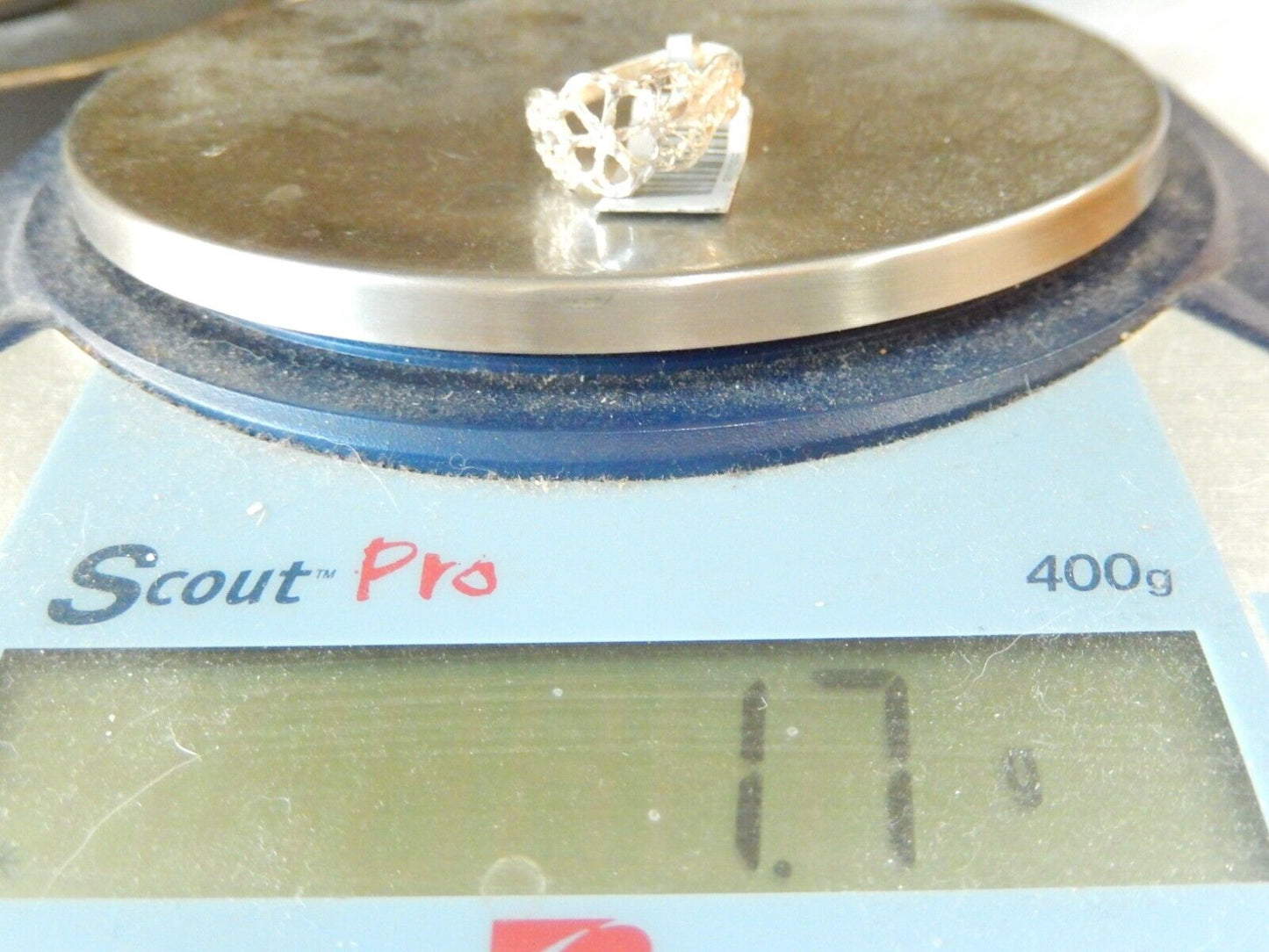 *VINTAGE*  Sterling Silver Diamond Cut Filigree Oval Ring  Size  8