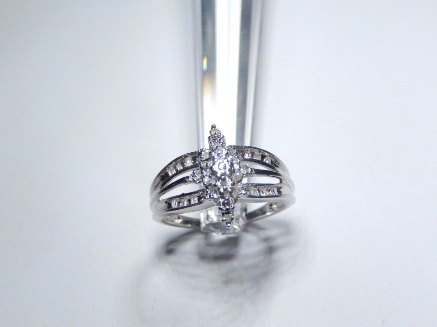 10K White Gold 14 Natural  Diamond Engagement Wedding Ring Sz 7