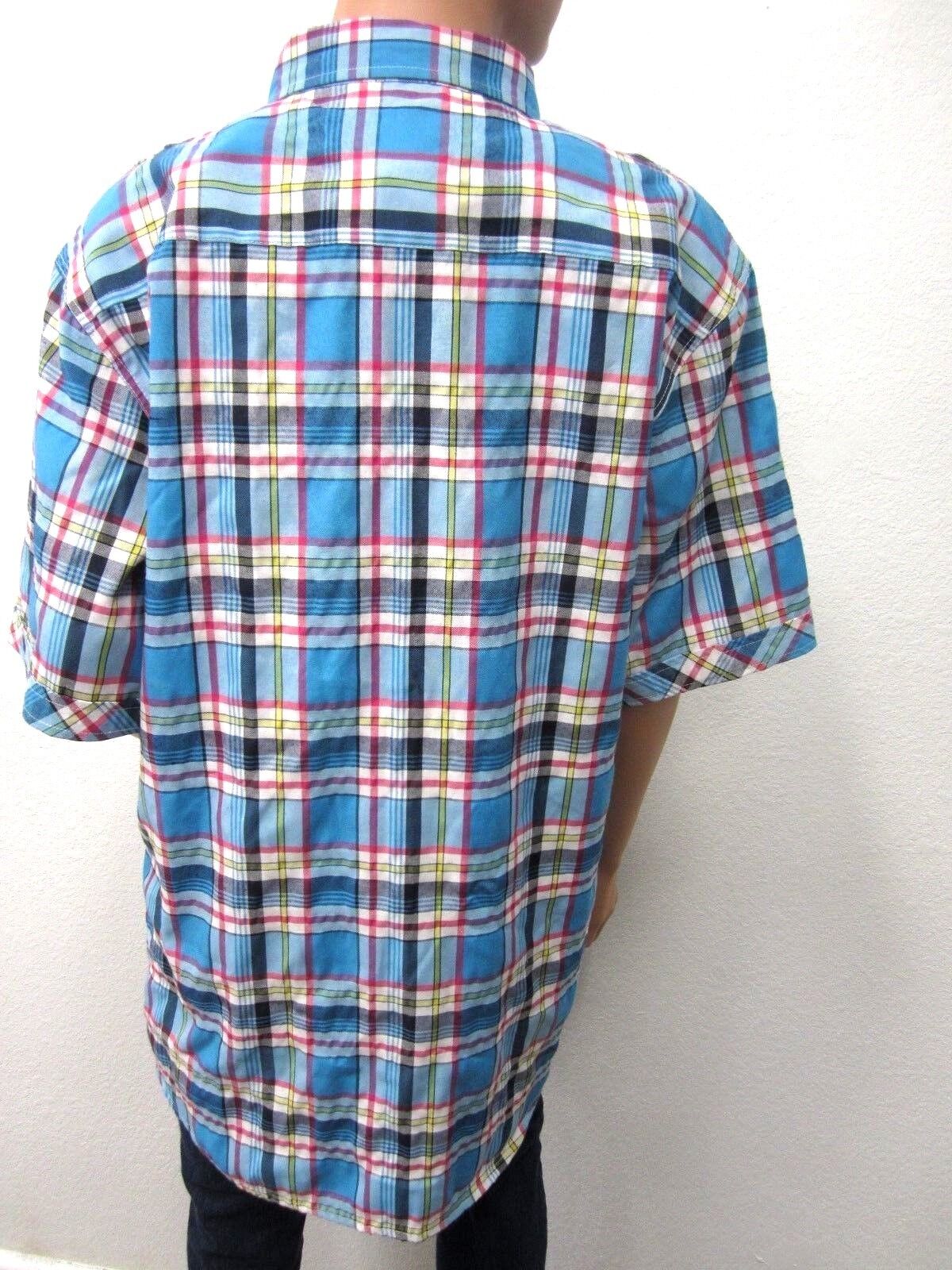 NICE Red Ape Casual Shirt ~ Button Front Short Sleeve Plaid Multi-Color Size 2XL