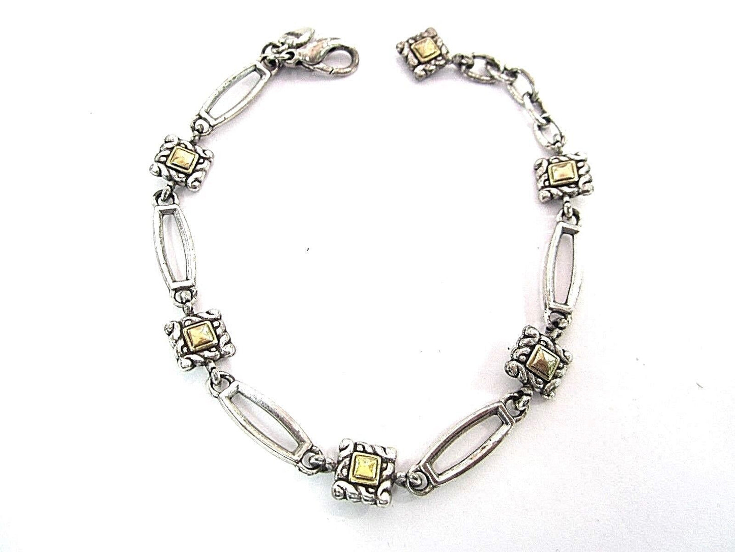 RETIRED Brighton Silver Gold Link Bracelet 7"-8"