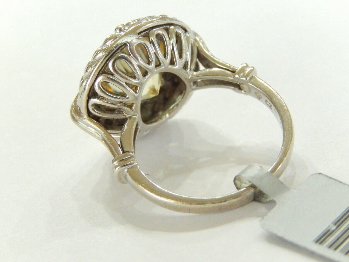 *VINTAGE* LARGE  Sterling Silver 925 Size 8.5 Yellow Clear CZ Ring