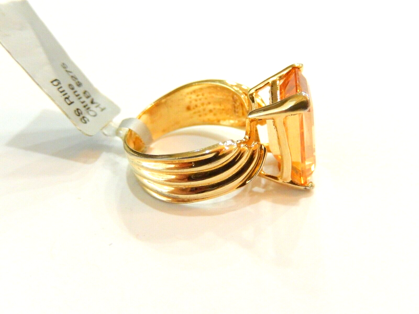 14K Yellow Gold Over Sterling Vermeil 7.0CT Madeira Citrine Ring  Size 6.5