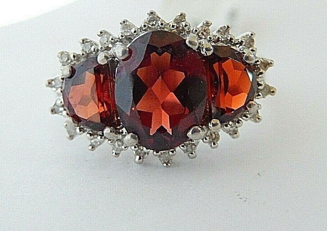 2.25 Ct Oval Cut Red Garnet & Diamond Halo Engagement Ring Solid 14K White Gold