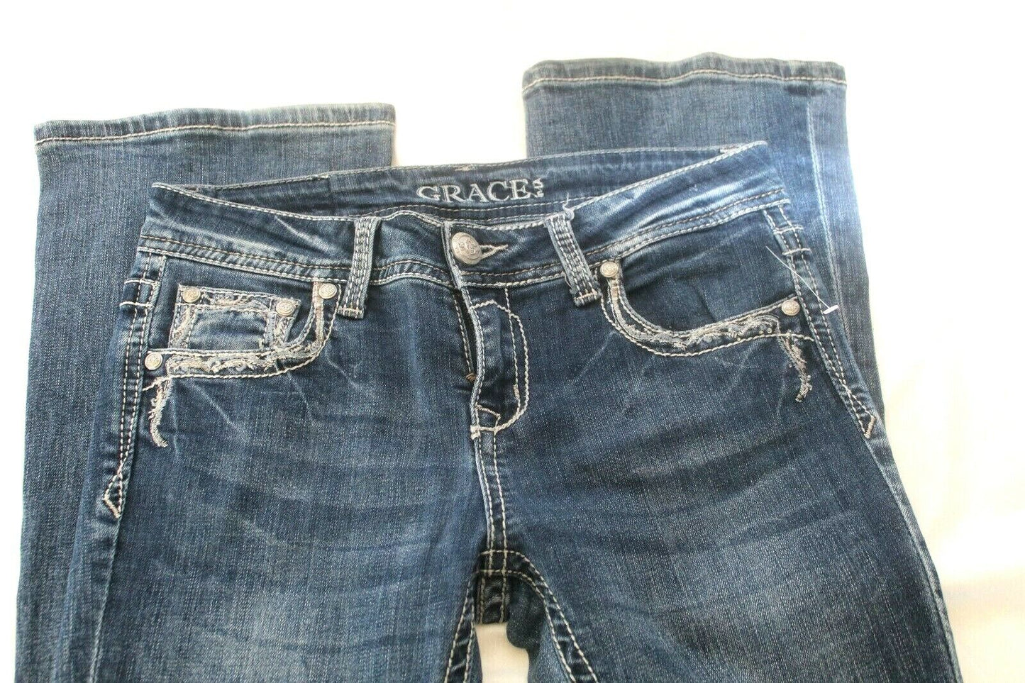 *NWOT* Grace in LA Women Cross Embellished Embroidered Bootcut Stretch Jeans W28