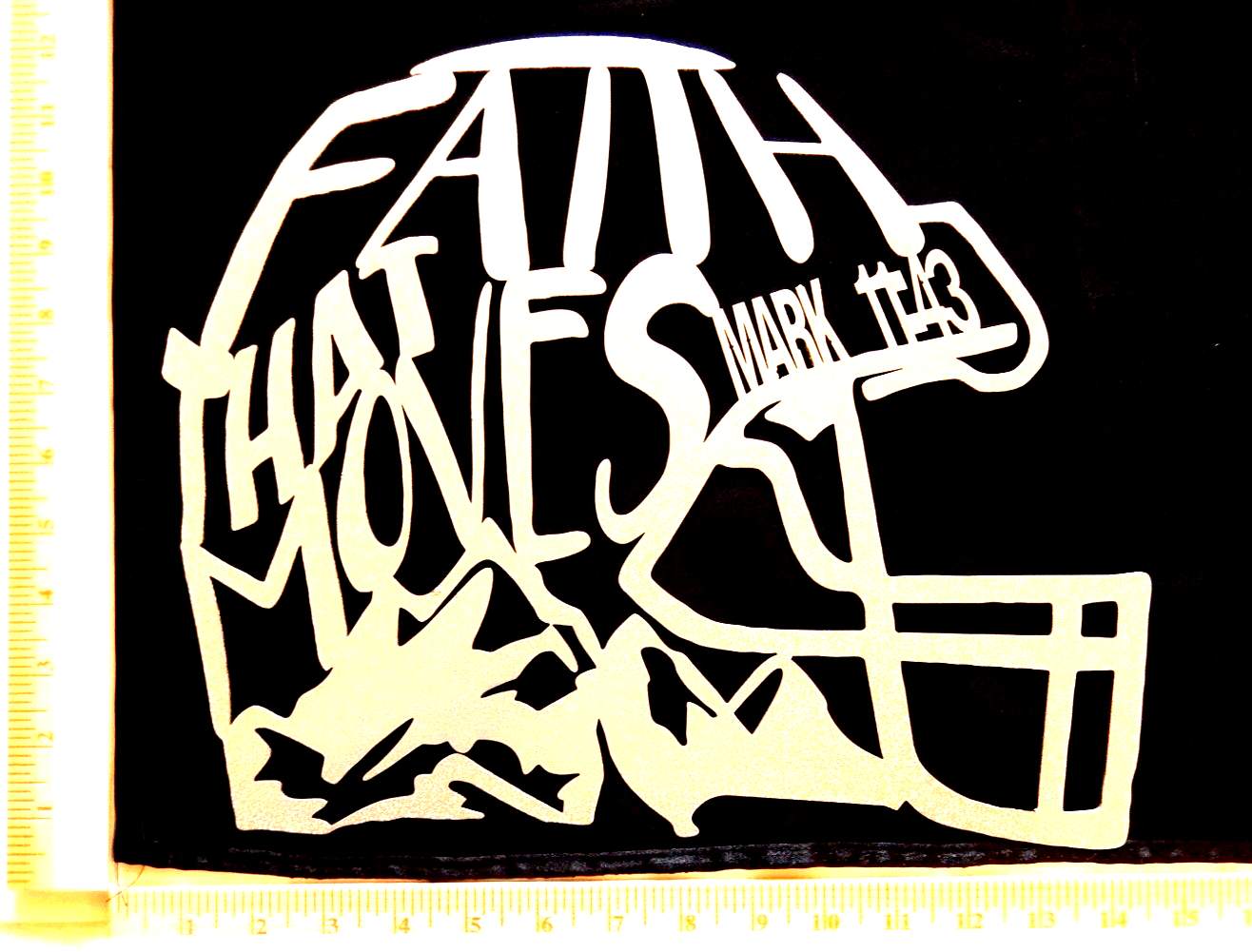 ~NEW~ LARGE -14ga. "FAITH THAT MOVES MARK 11:43" Silver Metal Wall Art 14.5x11.5