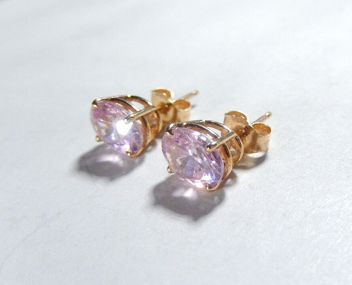 14K Yellow Gold 2.50 CT  Lab-Created Pink Sapphire  Stud Earrings