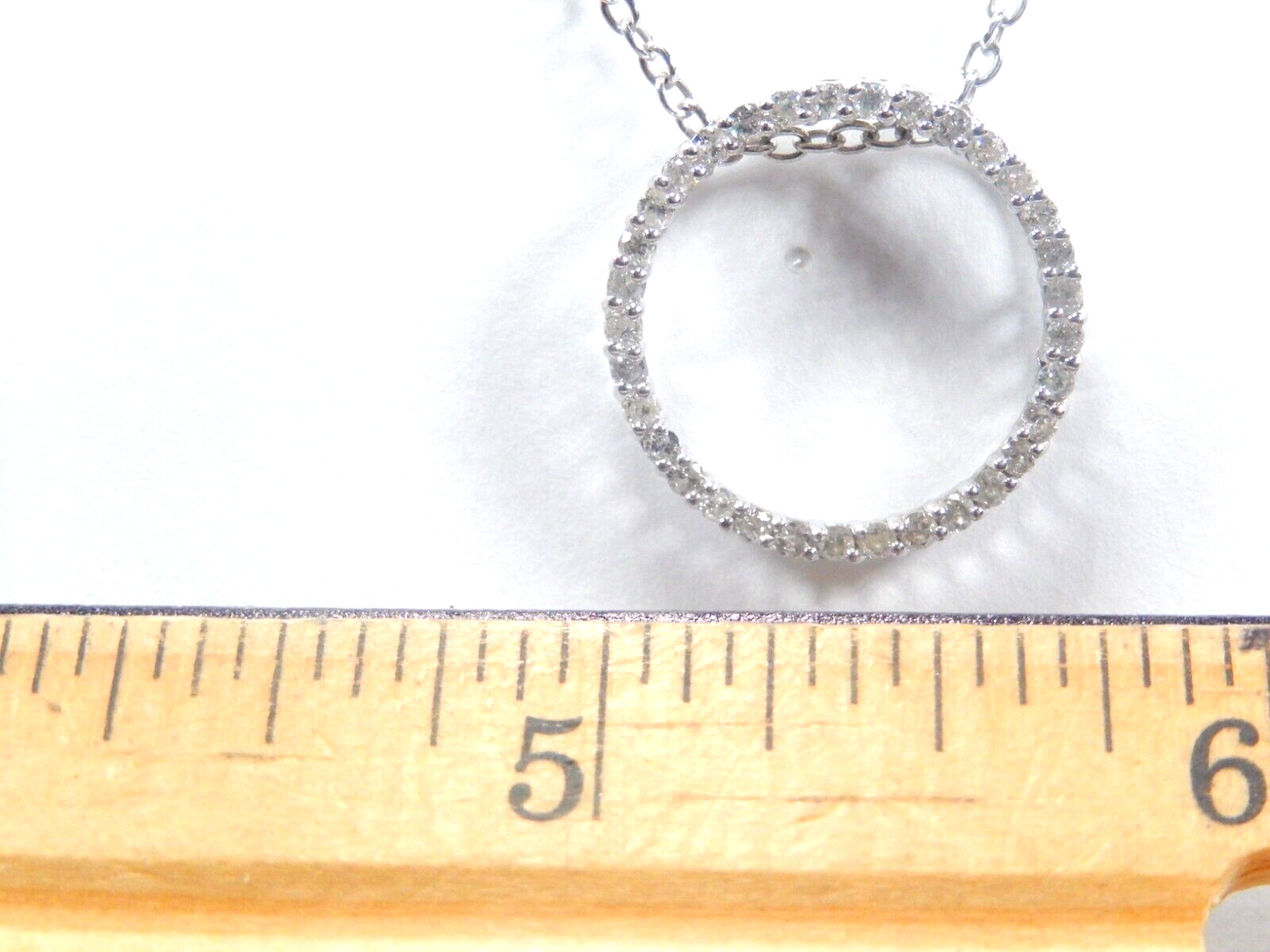 14K White Gold 1/2CTW Natural Diamond Eternity Circle of Life Pendant w/18"chain