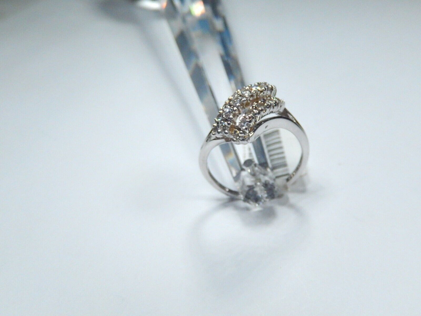 *VINTAGE*14K White Gold 1/2CT Diamond 3 Row Waterfall Cluster Bypass Ring Size 7