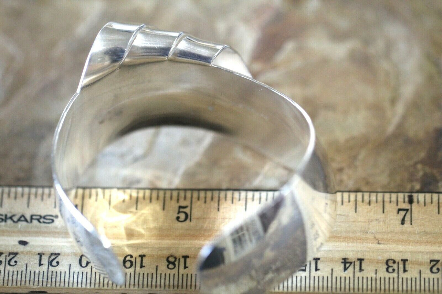 *VINTAGE*  WIDE - HEAVY - Sterling Silver Modernist Style Cuff Bracelet