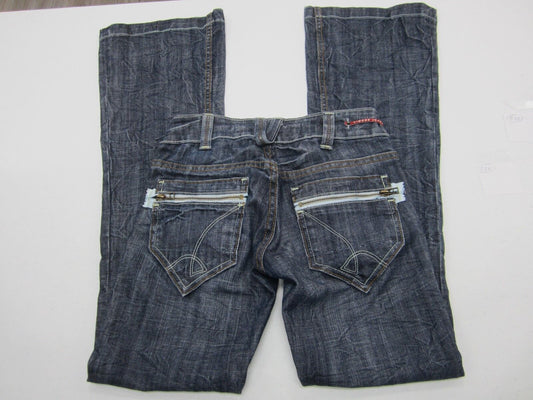 VERY NICE  VIGOSS  Boot Stretch Zipper Back Pockets  Blue Jeans  25" X 32"