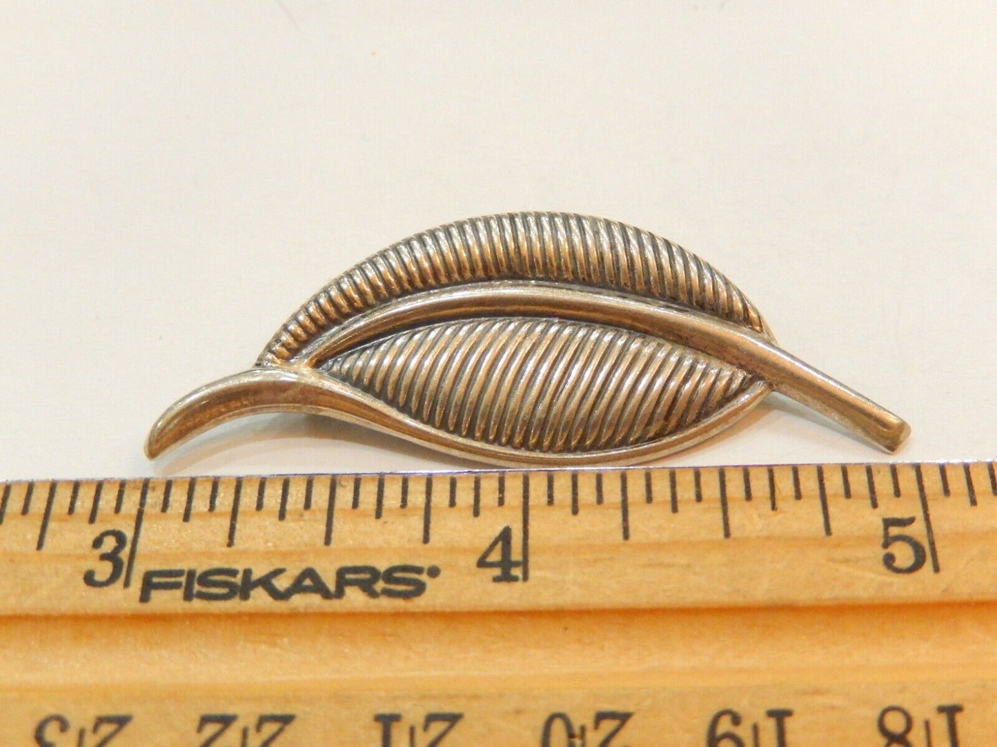 VINTAGE JEWEL ART STERLING SILVER FEATHER PIN BROOCH AND EARRINGS SET